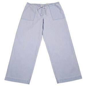 LL Bean Pants Womens Medium Petite Blue Pull On Drawstring Lightweight Casual